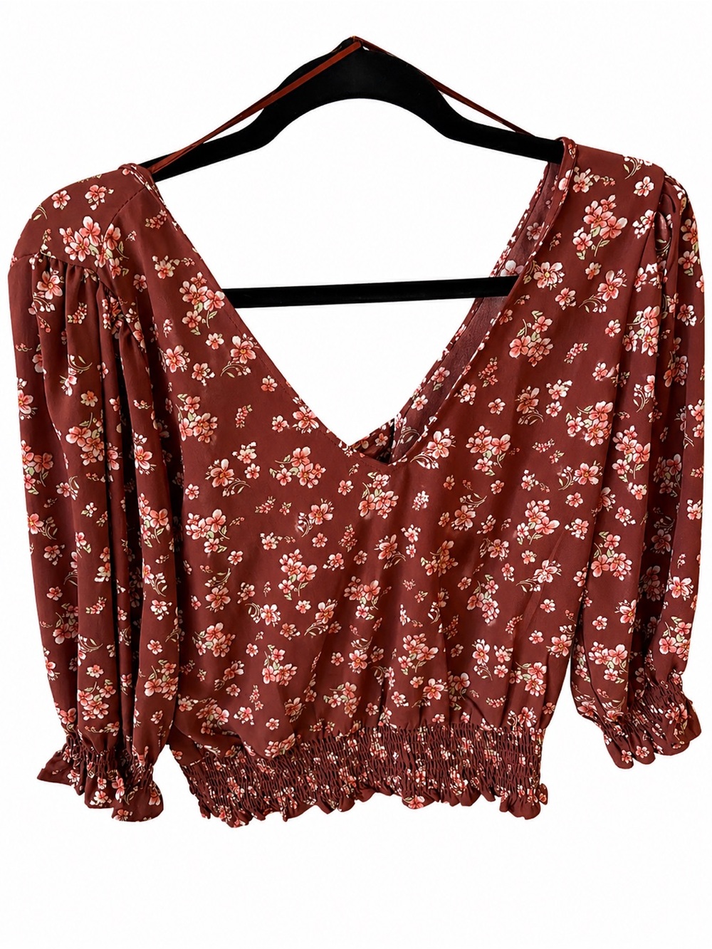 Nine Britton Lana Floral Tie Back Crop Blouse Small Petite SP NWT